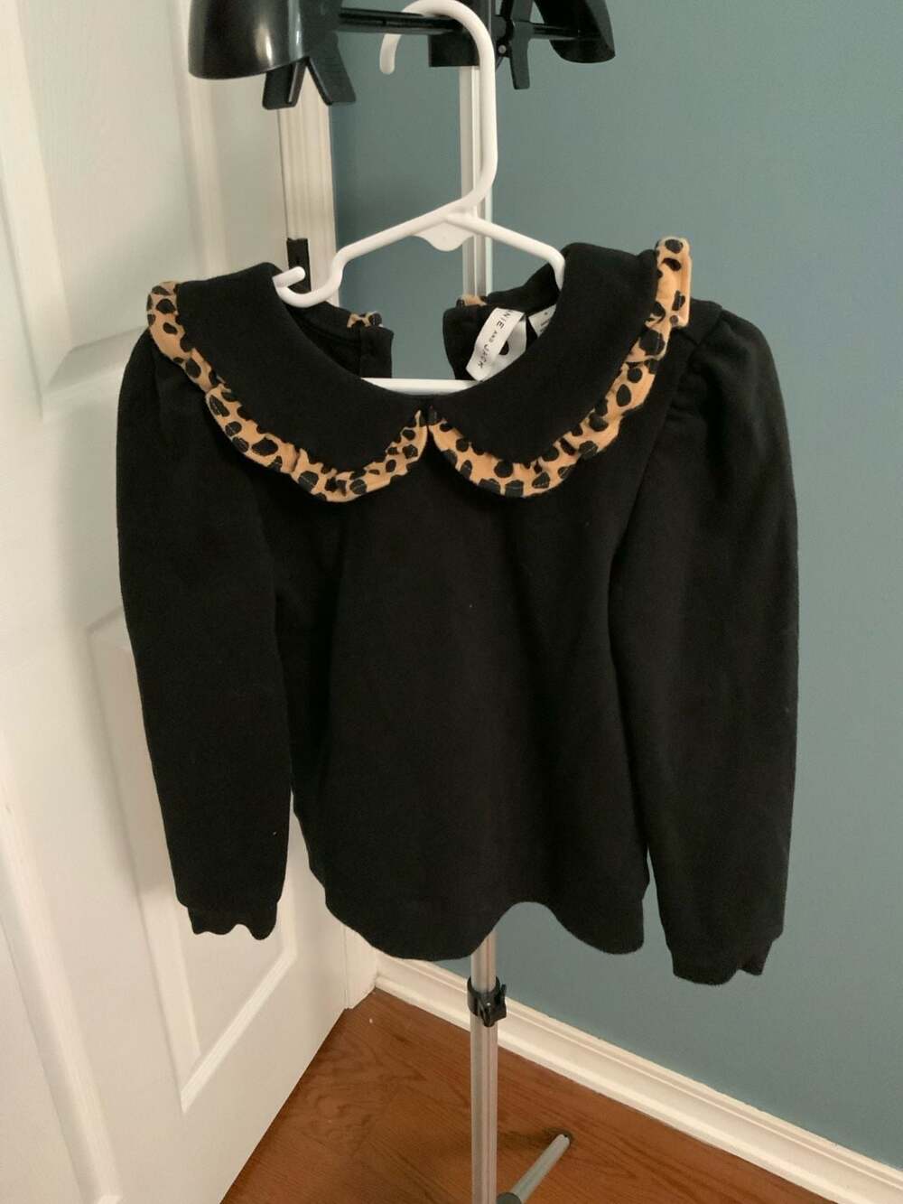 Janie and Jack Sweater Size 6 Black Leopard Peter Pan Collar